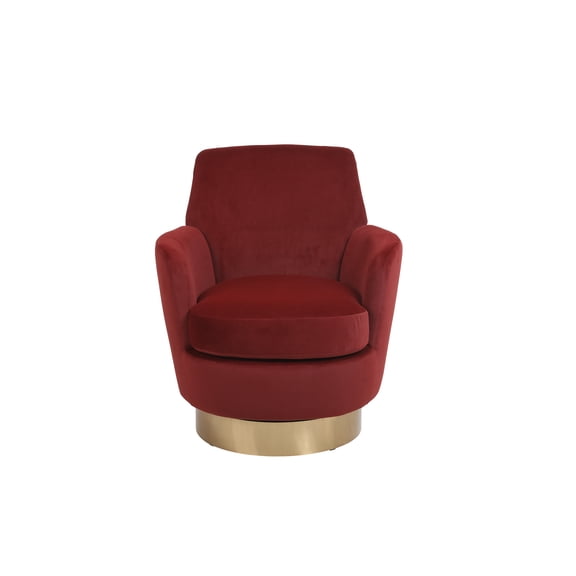 Luxurious Velvet Swivel Barrel Chair in Rich Red - Comfy Accent Armchair for Living Room & Bedroom, 360 Swivel, Ergonomic Design, Durable & Easy Clean.