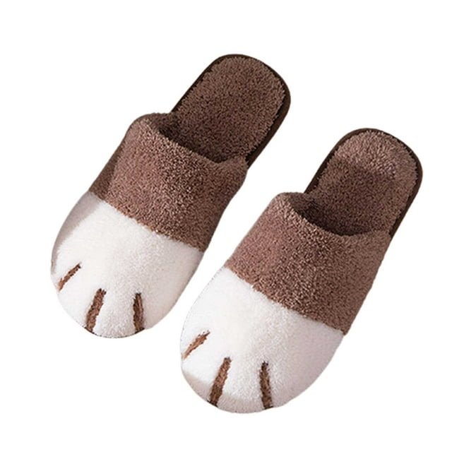 Funie Automne Hiver Hommes Griffes de Chat Peluche Semelle Souple Pantoufles à Enfiler Chaussures Chaussures