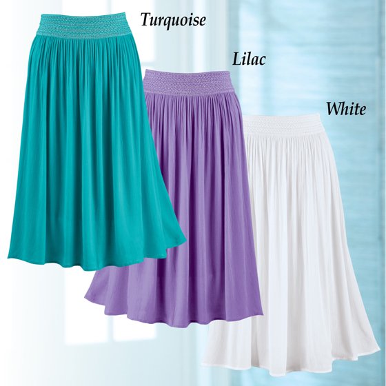 Collections Etc. Women's Stylish Flowing Gauze Skirt with Embroidered