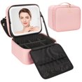 thumbnail image 1 of Bolsa de maquillaje Relavel con espejo LED recargable, color rosa claro, 1 of 7