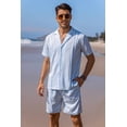 thumbnail image 7 of COOFANDY Men's Two Piece Beach Set Short Sleeve Button Up Shirts Summer Cuban Outfit, 7 of 7