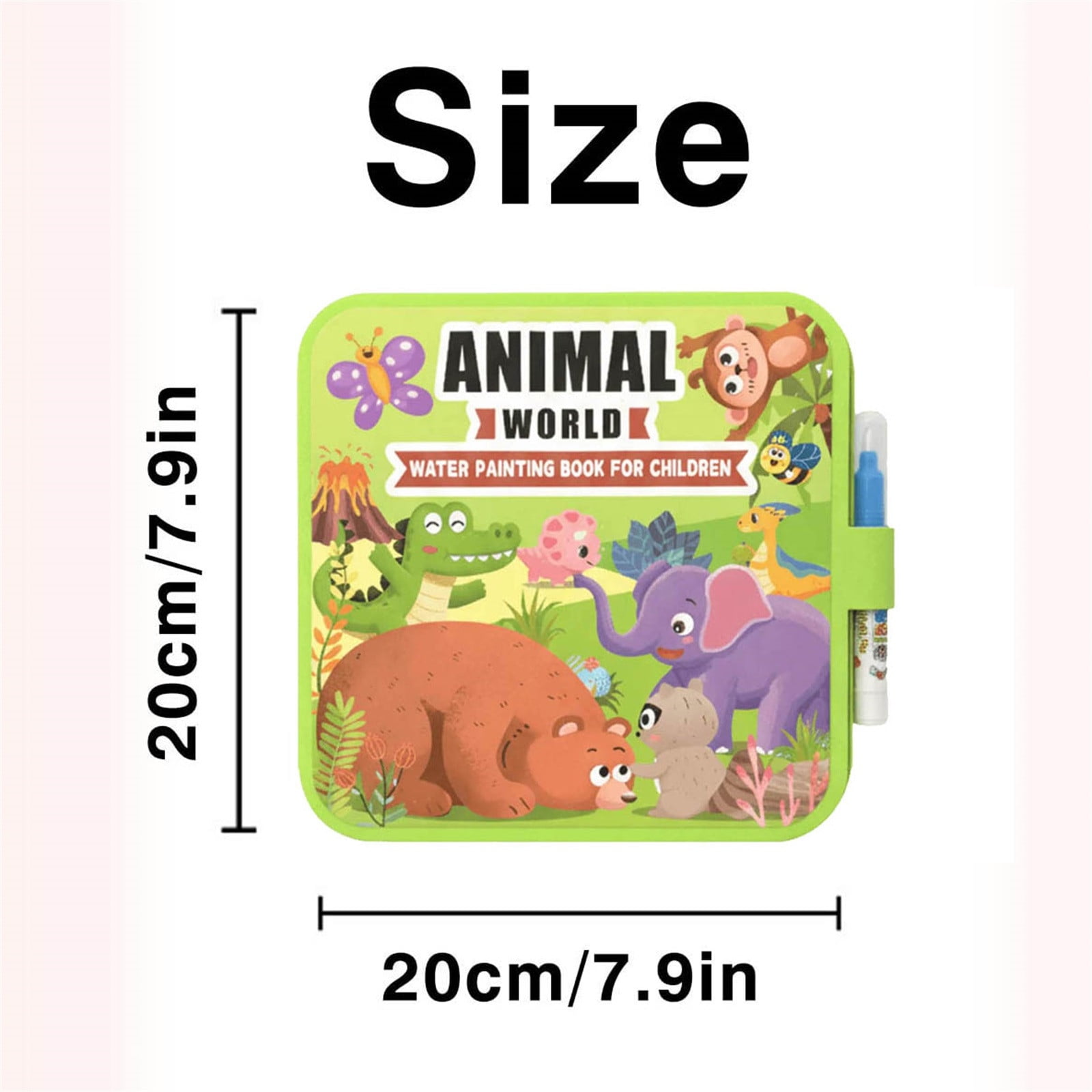 3PC Reusable Water Coloring Book For Kids With No-Mess Painting, Magic Reveal Colors And Included Water Pen, Educational Art Activity For Toddlers And Children, Canvas Material, 8.7X8.7In
