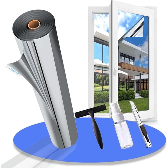 Way Window Film Reflective Solar Control Window Film Heat Control Mirror Window Tint for Heat Blocking Daytime See Out Not in, Black , 17.5 Inch X 78.7 Inch