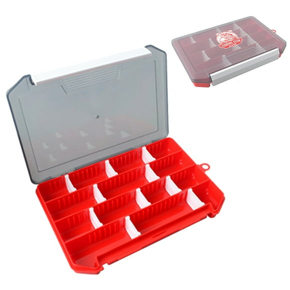 ilure Customizable Fishing Tackle Organizer Box with Removable Dividers, Clear Lid, and ABS Locking Latch - Red (210-s Series)