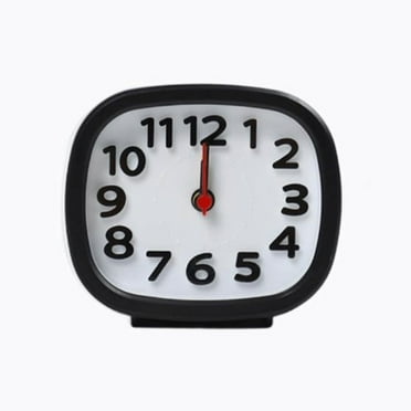 DESIGNICE Alarm Clock Plastic Battery Powered Kids Alarm Clock for Bedroom Silent Non-Ticking Analog Clock Black