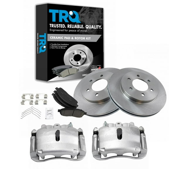 TRQ Front Brake Pad & Rotor Kit Brake Caliper Brake Pads Brake Rotor Ceramic Vented Fits Select 2004 Ford F-150