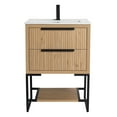 thumbnail image 5 of Kingsford Grooved-Look Bathroom Vanity in Bright Oak with White Ceramic Sink - 24", 5 of 12