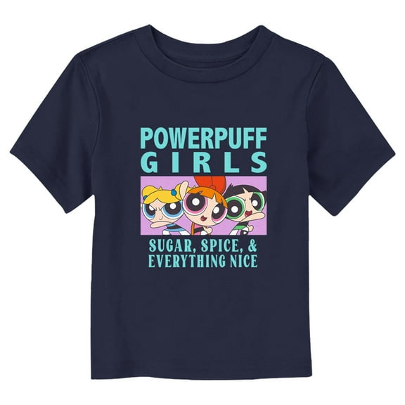 Toddler's The Powerpuff Girls Sugar, Spice, & Everything Nice  Graphic Tee Navy Blue 5T