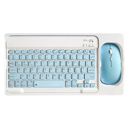 Bluetooth Keyboard and Mouse Combo Wireless Keyboard and Mouse Portable Mini Bluetooth BT Wireless Keyboard & Mouse For Android Windows PC Tablet(Sky Blue 10*6in+5*3in)from ANMUYUM