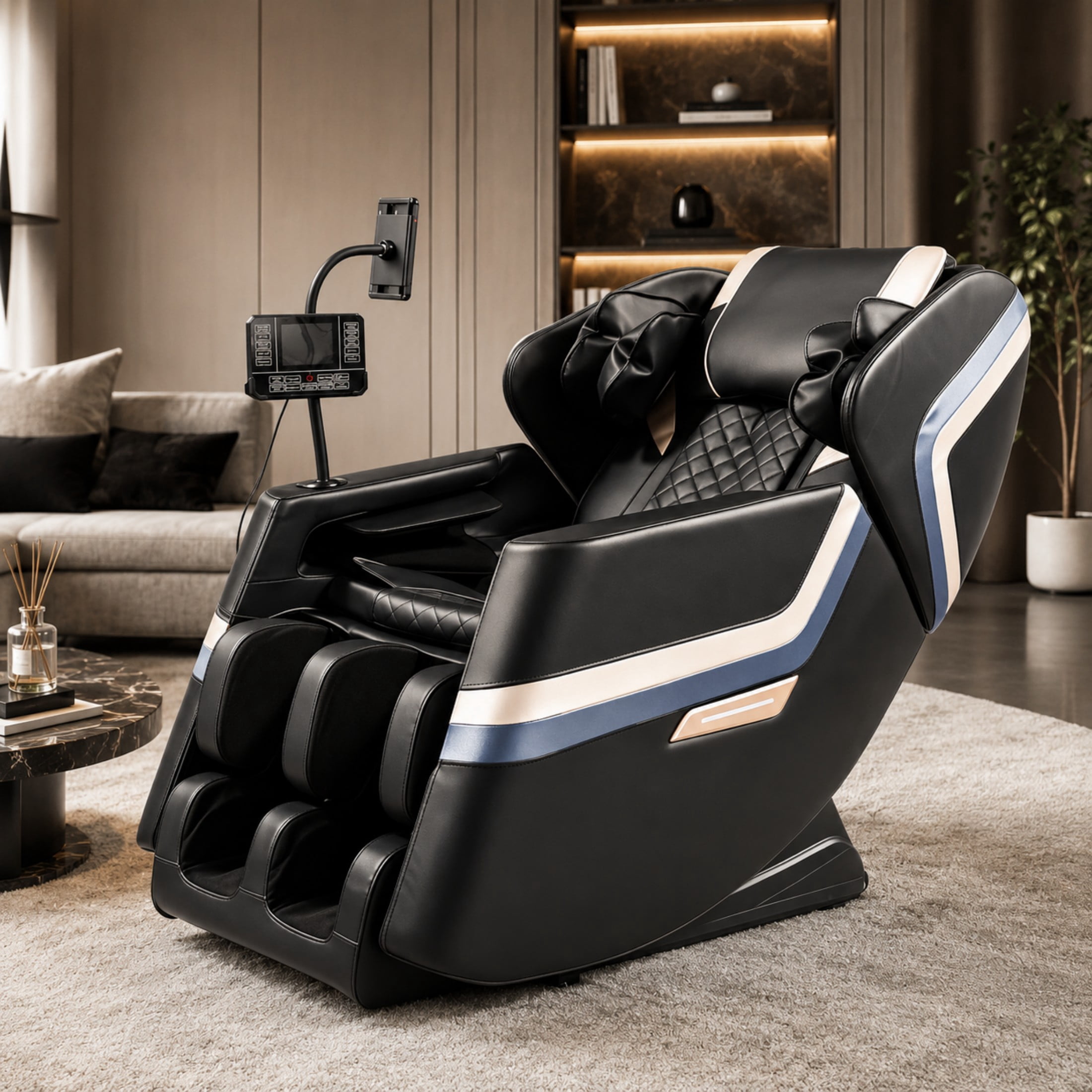 Aenkyo Full Body Zero Gravity Massage Chair Recliner with 8 Fixed Rollers and Foot Massage, Black