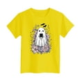 thumbnail image 4 of Gubotare Girls All Holidays Short Sleeve Graphic T-Shirts Halloween Clothes for Kids (Yellow,7-8 Years), 4 of 5