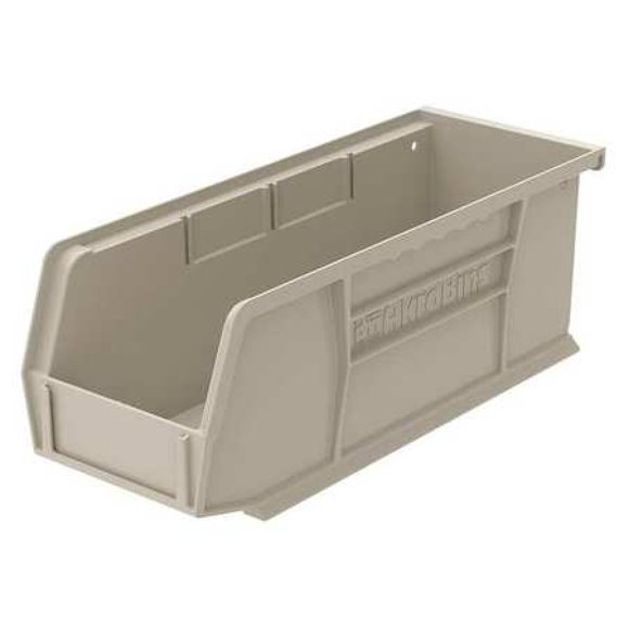 Akro-Mils 30224 AkroBins Plastic Storage Bin Hanging Stacking Containers, (11-Inch x 4-Inch x 4-Inch), Stone, (12-Pack) (30224STONE)