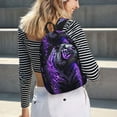 thumbnail image 6 of Picia Purple Plant White Tiger Printed Canvas Daypack - Stylish and Durable Vintage Compact Backpack - Class, Work, Travel, or Laptop Bookbag,Organized Compartments-Medium, 6 of 6
