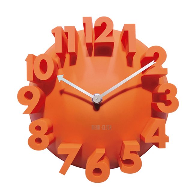 Ounissouiy Puntero de reloj Dido, reloj de pared con número 3D, decoración de reloj de pared para oficina en casa, suministros de regalo DIY Decoración del hogar Naranja