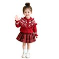 thumbnail image 4 of Ticikt Toddler Girls Fair Isle Heart Bow Knit Cardigan Sweater Ruffle Button Front Long Sleeve Soft Warm Holiday Fall Top,Red, 4 of 6