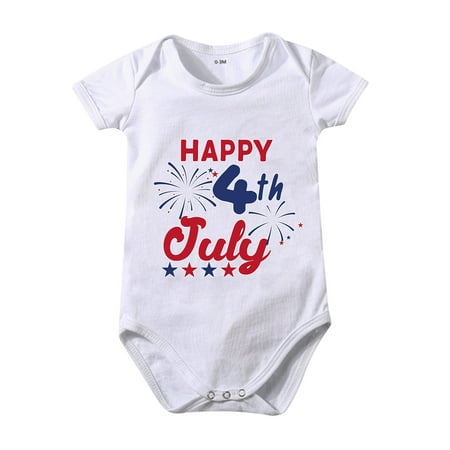 

TOWED22 Baby Girl Boy 4th of July Overalls Toddler Infant American Flag Jumpsuit Summer Suspender Shorts Romper Clothes 3-6 Months