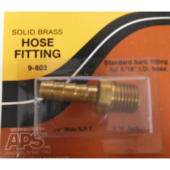 9-803 Hose Fitting Solid Brass Barb 5/16" 1/4" ID hose MALE NPT