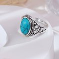 thumbnail image 2 of Anillo de estado de ánimo chapado en plata de ley hecho a mano con patrón antiguo único y piedra ovalada que cambia de color para hombres y mujeres, 2 of 5