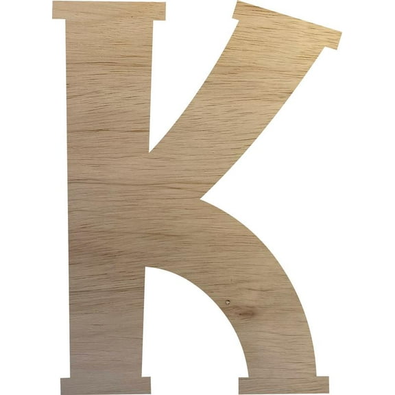 22'' Tall Wall Hanging Wooden Letter K, Unfinished Craft Wood Blank Letter