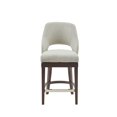 thumbnail image 2 of Cream Swivel Counter Stool - Solid Wood Legs, 26" Seat Height, Open Back, Kitchen &amp; Bar Seating, Transitional Design, Polyester Upholstery, 2 of 9