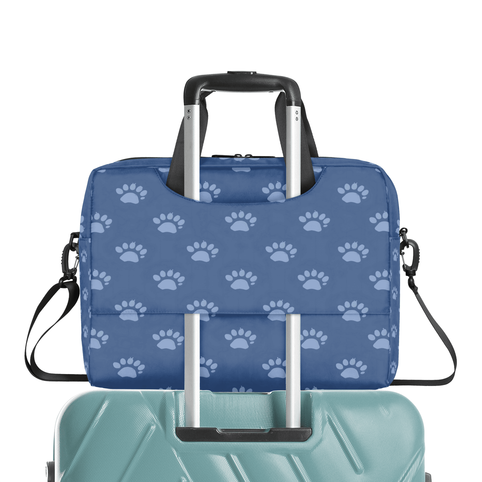 Herdesigns Blue Dog Paw Print Laptop Bag for Women Men, Computer Case Briefcase Messenger Bags, 15-15.6 inch Laptop Sleeve Shoulder Bag