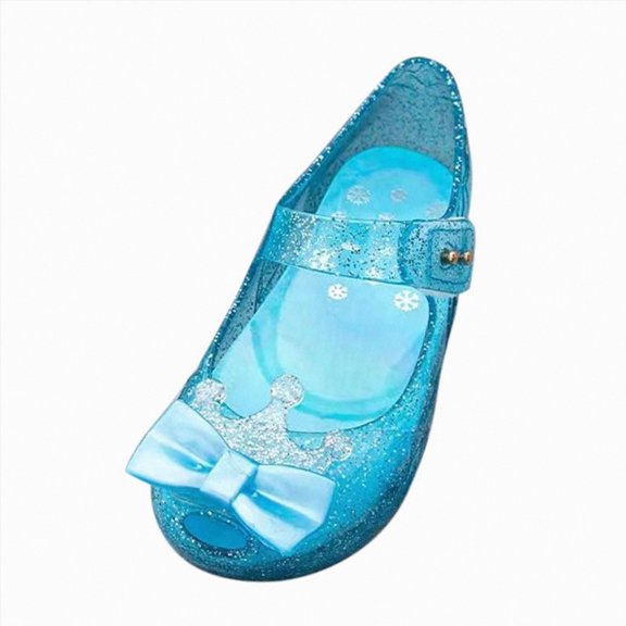 Toddler Girl's Mary Jane Jelly Shoes Peep Toe Flat Sweet Princess Shoes Breathable Adjustable Strap Outdoor Sides Footwear Blue Size 12 Little Kid
