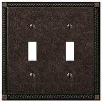 Amerelle 54TTAZ Georgian Tumbled Wallplate, 2 Toggle, Cast Metal, Aged Bronze, 1-Pack