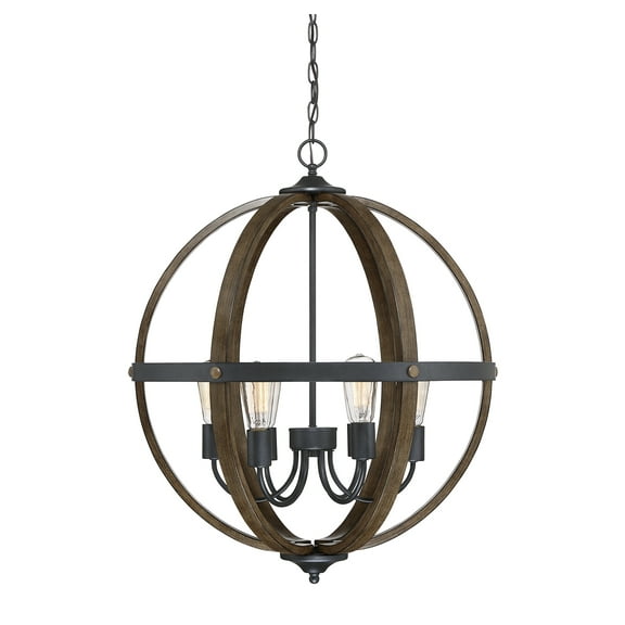 Trade Winds Lighting 6-Light Pendant Light In Wood And Black