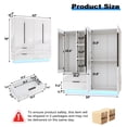 thumbnail image 3 of ANPOO 4 Door Wardrobe Closet with 2 Drawers & Mirror, 70"H High Gloss LED Wardrobe Armoire with Hanging Rod, Wooden Large Freestanding Storage Wardrobe for Bedroom, High Gloss White Armoire, 3 of 10