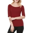 thumbnail image 5 of MODA NOVA Juniors Half Sleeves Scoop Neck Fitted Layering Top T-Shirt, 5 of 7