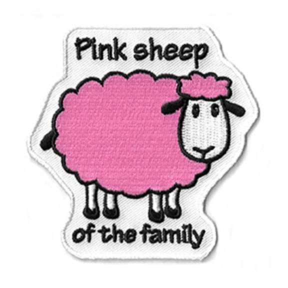 PINK SHEEP PATCH - Matt Stewart Art's Pink Sheep of The Family Embroidered Artwork Iron Sew-On PATCH - 3.25" x 3"