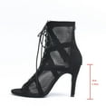 thumbnail image 4 of Womens Stiletto Ballerina Heels Lace up Ballroom Dance Shoes Elegant Mesh Party Breathable Sandal Heels Open Toe Booties, Black, Size 7.5, 4 of 9
