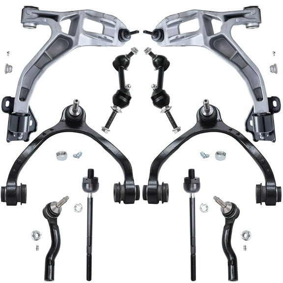 Detroit Axle - 10pc Suspension Kit for 03-06 Ford Crown Victoria Lincoln Town Car 03-04 Mercury Grand Marquis, 4 Upper and Lower Control Arms w/Ball Joints, 4 Tie Rods, 2 Sway Bar Links Replacement