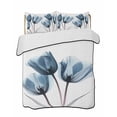 thumbnail image 2 of Navy Blue Tulip Queen Size Down Alternative Comforter, Lightweight Comforter Quilt Bedding Set with Pillow Shams Watercolor Farmhouse Floral Botanical All Seasons Bed Comforter Duvet Insert 90"x96", 2 of 7