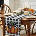 thumbnail image 3 of Fall Table Runner Orange Pumpkin Thanksgiving Decorations Black White Plaid Autumn Table Runners Fall Decor for Dinner Kitchen Thankgiving Holiday Party 13x108 inch, 3 of 8