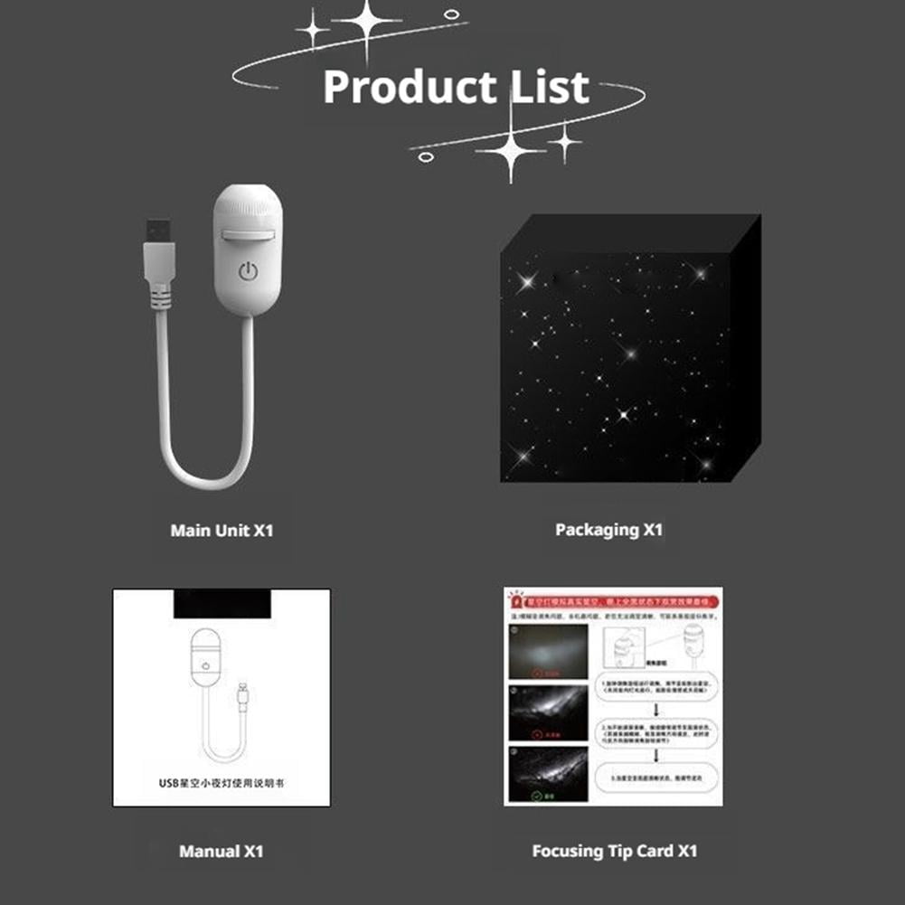 Salange 2-in-1 USB Projector Night Light with 24 Sliding Projection Films, Adjustable Brightness 360° Rotating Design for Car and Home Decoration,White