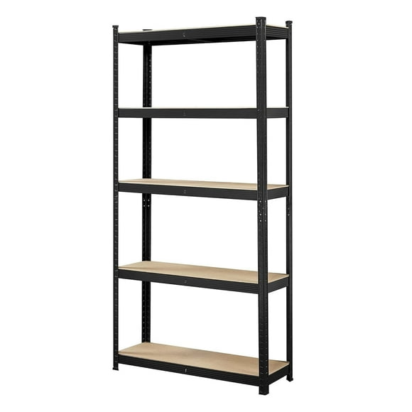 5-Tier Utility Shelves, Metal Storage Shelves, Garage Shelving Unit, Adjustable Garage Storage Shelves, Storage Racks, Heavy Duty Shed Shelving- Black, 35.5 x 12 x 71 Inch