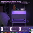 thumbnail image 7 of Homieasy Nightstand with Charging Station and USB Ports, Bedside Table with LED Lights, Modern End Table with Drawer and Storage Shelf, Wood Night Stands for Bedroom, Living Room,White, 7 of 7