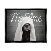Stupell Industries Me Time Pet Dog Bathroom Portrait Jet Black Framed Floating Canvas Wall Art, 16x20, by Adobe Stock
