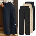thumbnail image 3 of Womens Pants Women's Button-Split Wide-Leg Pants High-Waist Trousers Loose-Fitting Casual Pants, 3 of 4