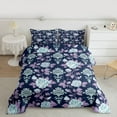 thumbnail image 2 of Homewish Retro Damask Jacquard Bedding Comforter Set,Chic Flower Floral Twin Comforter Sets,Blue Purple Bedding Set,Super Cozy Room Decoration Reversible,2-Piece, 2 of 8