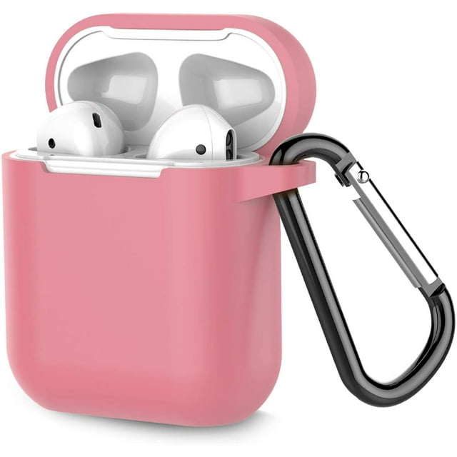 Coffea Protective Silicone Case with Keychain for AirPods 1 & 2 (Front LED Not Visible) (Dusty Rose)