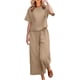 thumbnail image 2 of Puntoco moda mujer verano sólido cuello redondo Casual manga corta top + pantalón conjunto liquidación Puntoco Puntoco-3992, 2 of 6