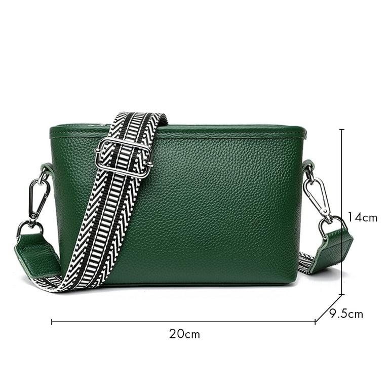 Women's Leather Crossbody Bag, Green Metallic Color Bag