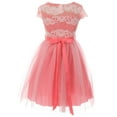 thumbnail image 3 of Little Girls Elegant Lace Rhinestones Glitter Wedding Party Flower Girl Dress Coral 4 (2J1K33PS), 3 of 5