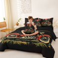 thumbnail image 4 of Manfei Vintage Motorcycle 7-Piece Twin Bedding,Wooded Tree Bedding Comforter Set,Green,Black Reversible, 4 of 7
