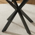 thumbnail image 6 of PORKISS 59" Extendable Round Dining Table for 6, Modern Kitchen Table with Carbon Steel Base, Dining Room Table with Thickened Wood Grain Tabletop, Perfect for Small Space, Walnut+Black, 6 of 9