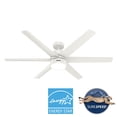 thumbnail image 5 of Hunter 60 inch Outdoor or Indoor Ceiling Fan with LED Light - White Ceiling Fan with Wall Control, For Patio, Garage, or Porch, Quiet, Standard Mount, 6 Blades - Solaria 51476, Fresh White, 5 of 16