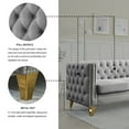 thumbnail image 3 of 81Inch Oversized 3 Seater Velvet Sofa with Tufted Buttons & Copper Nails, Square Sofa Couch with Deep Seat, Metal Legs & Wide Armrest for Living Room, Bedroom & Office Gray, 3 of 7