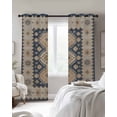 thumbnail image 4 of Blue Beige Geometric Blackout Curtains for Bedroom Living Room Darkening Curtains 84 Inch Length 2 Panels Set Southwest Ethnic Modern Window Curtain Insulated Window Treatment Grommet Drapes 52"x84", 4 of 9